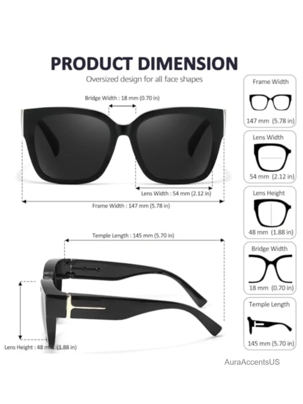 Polarized Fit Over Sunglasses Square Oversized Full Frame UV400